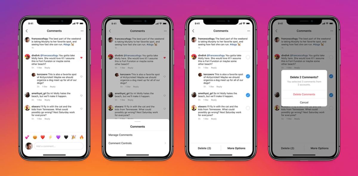 Delete bulk comments from instagram